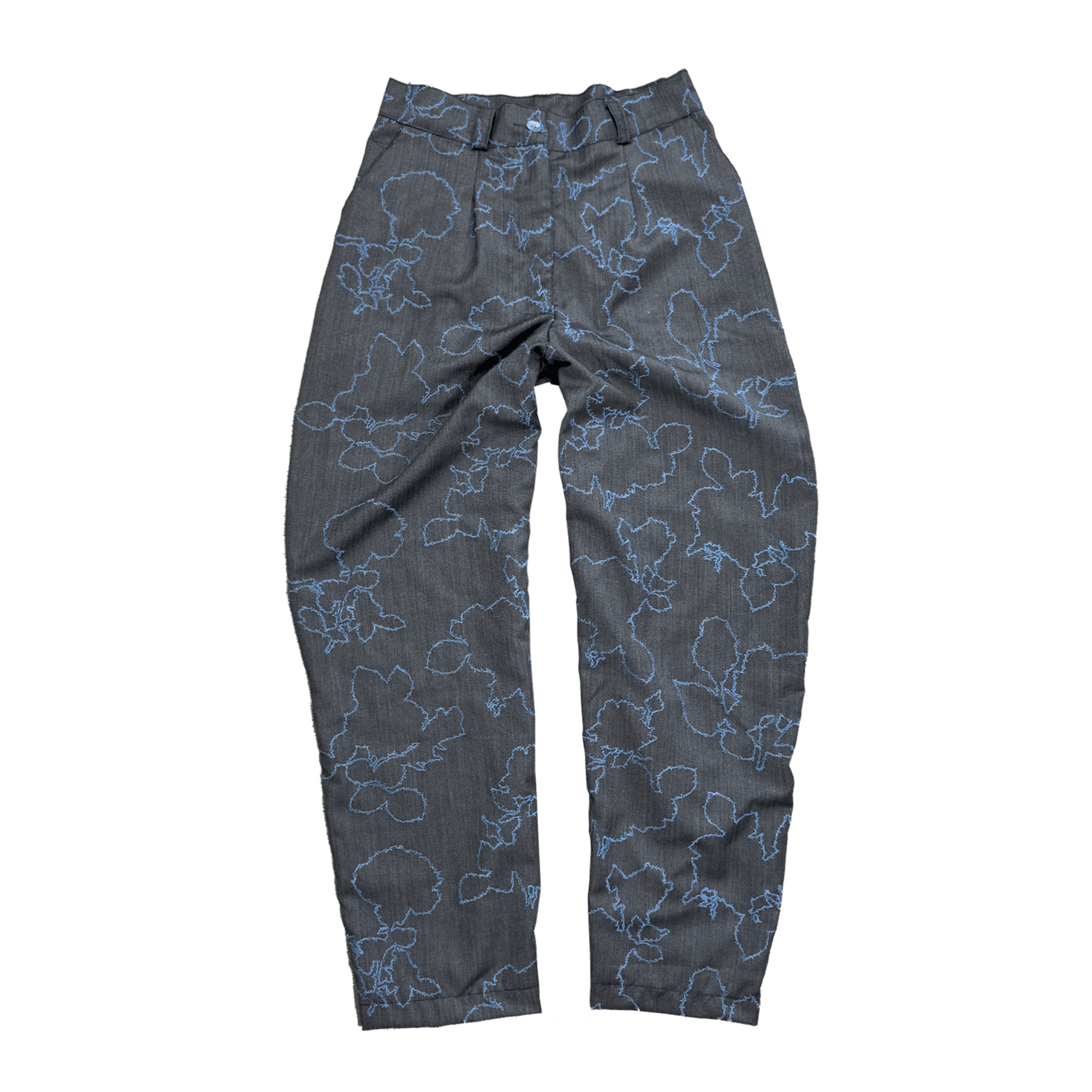 Pantaloni sartoriali - ricamo blu
