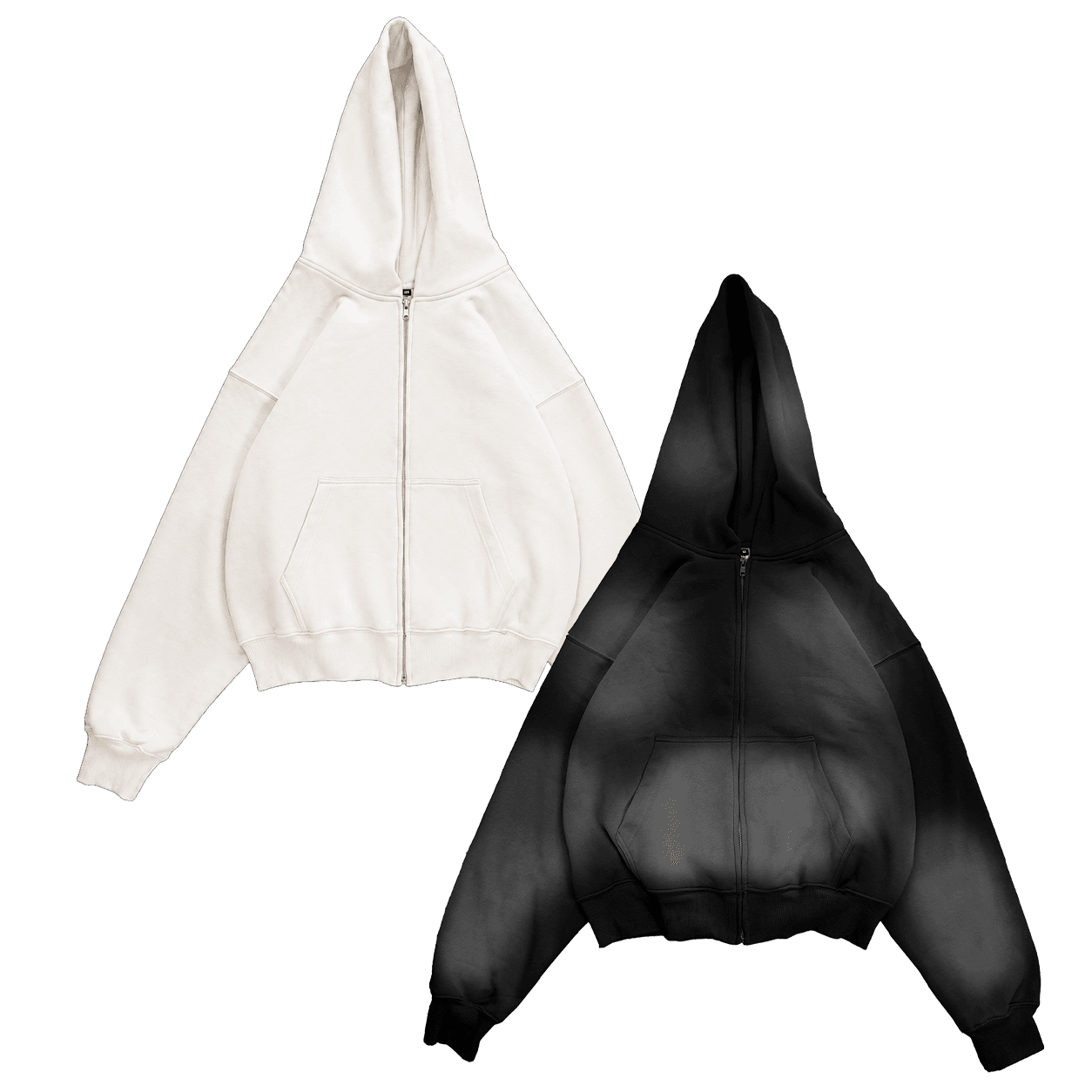 24/7 - Pack 2 felpe zip bianco/nero