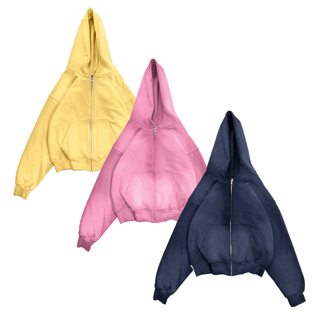 24/7 PACK 3 FELPE ZIP - blu navy/candy pink/giallo burro